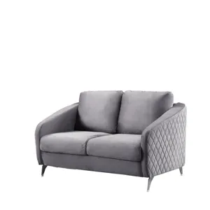 Sofia - Velvet Fabric Sofa, Loveseat Living Room (Set of 2) - Gray