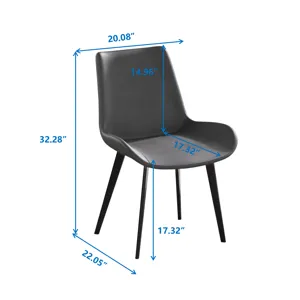 Modern Dining Chair Living Room Metal Leg Dining Chair (Set of 2) - Black / Gray