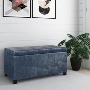 Dover - Storage Ottoman Bench - Denim Blue