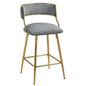 Counter Height Bar Stools, Corduroy Kitchen Island Counter Bar Stools With Back, Golden Chromed Base