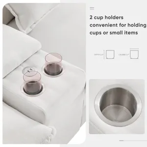 Modern U Shaped Sofa With Console, Cupholders And USB Ports, 6 Seat Upholstered Symmetrical Indoor F