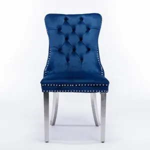 Nikki - Modern, High-End Tufted Solid Wood Contemporary Velvet Upholstered Dining Chair With Chrome 