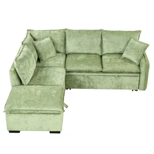Convertible Sofa Bed Sectional Sofa Sleeper L-Shaped Sofa With A Storage Ottoman, Two Pillows, Two P
