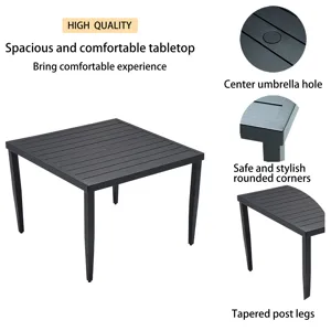 5 Piece Outdoor Patio Modern Dining Set, Including 4 Dining Chairs Sunbrella Fabric Cushioned And Sq