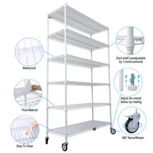 20\" 6 Tier 6000Lbs Capacity Nsf Metal Shelf Wire Shelving Unit, Heavy Duty Adjustable Storage Rack 