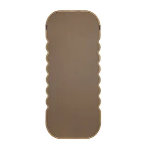 Oversized Wooden Floor Mirror With Unique Frame - Brown