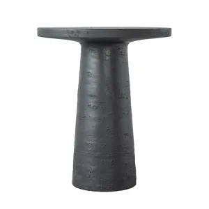Round Side Table With Pedestal Base - Black - Black