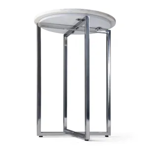 Marsden - Side Table with Polished Stainless Steel Base - White / Silver