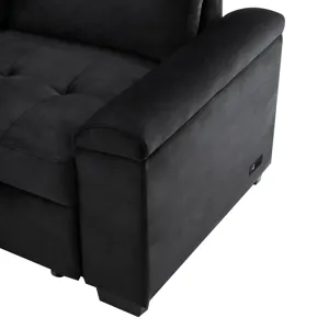 Sleeper Sectional Sofa, L-Shape Corner Couch Sofa Bed With Storage Ottoman & Hidden Arm Storage & US