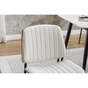 Dining Chairs (Set of 2) Mid-Century Modern Retro Faux Leather Chair With Bentwood Upholstered Seat 