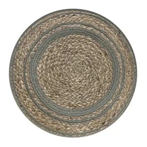 Serena - Round Braided Pouf - Dove Grey