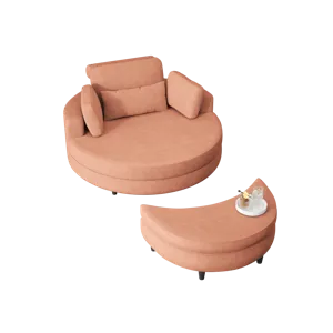 Corduroy Sofa With Two Throw Pillows, A Waist Pillow And An Extra Tray Is Comfortable For A Small Ap