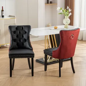Nikki - Modern, High-End Tufted Solid Wood Contemporary PU And Velvet Upholstered Dining Chair With 