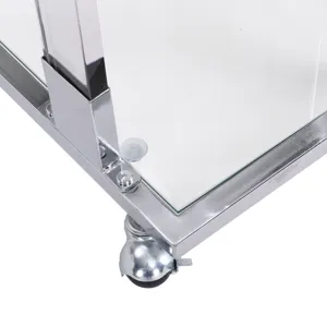 Glass Side Table, Acrylic End Table, Glass Top C Shape Square Table With Metal Base For Living Room,