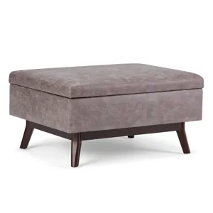 Owen - Coffee Table Storage Ottoman - Distressed Grey Taupe