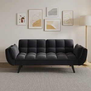 Sofa Soft Two Armrests Throw Pillow Pillow Comfortable Fit Apartment Bedroom Small Space - Black