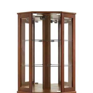 6 Shelf Corner Curio Display Cabinet With Lights, Mirrors And Adjustable Shelves (E26 Light Bulb Not