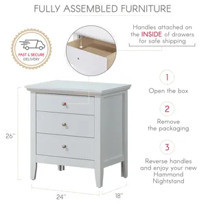Hammond - G5490-N 3 Drawer Nightstand - White