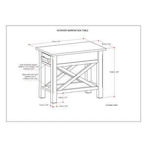 Kitchener - Narrow Side Table - Warm Walnut Brown