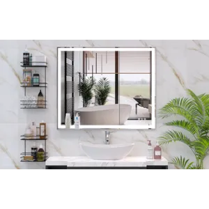LED Bathroom Vanity Mirror Wall Mounted Adjustable White / Warm / Natural Lights Anti-Fog Touch Swit