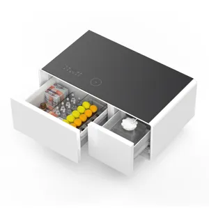 Modern Smart Coffee Table With Built-In Fridge, Bluetooth Speaker, Wireless Charging, Touch Control 