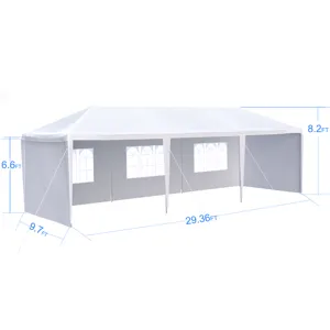 10X30\' Wedding Party Canopy Tent Outdoor Gazebo With 5 Removable Sidewalls - White