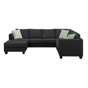 Sectional Sofa Couches Living Room Sets, 7 Seats Modular Sectional Sofa With Ottoman, L Shape Fabric