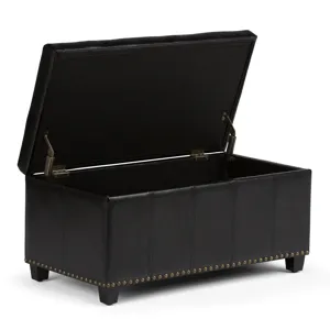 Amelia - Storage Ottoman Bench - Midnight Black