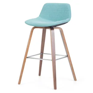 Randolph - Bentwood Counter Height Stool (Set of 2) - Aqua Blue / Dark Brown
