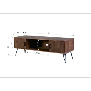Industrial Style Reclaimed Wood Media TV Stand With Storage Cabinet For Living Media Room - Natural