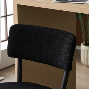 Modern Teddy Fabric Upholstered Bar Stools (Set of 2)- Black