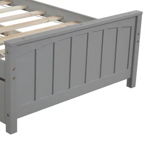 Twin Size Platform Bed &Trundle - Gray