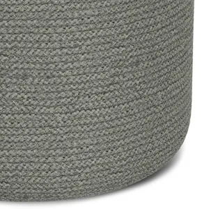 Serena - Round Braided Pouf - Dove Grey