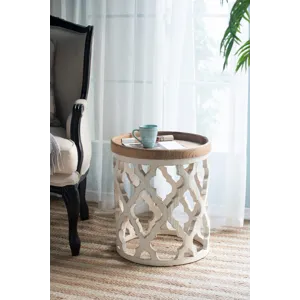 Large Distressed Side Table - White