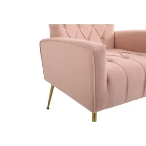 Modern Accent Chair With Ottoman, Comfy Armchair For Living Room, Bedroom, Apartment, Office - Pink