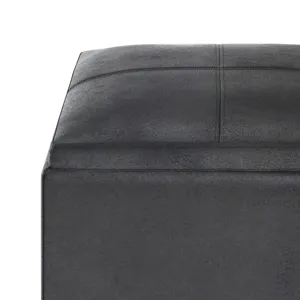Rockwood - Cube Storage Ottoman with Tray - Distressed Black