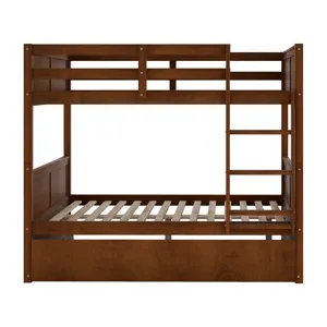Full Over Full Bunk Bed With Twin Size Trundle - Walnut
