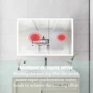 Bathroom Medicine Cabinet With Lights, 36×24\" LED Medicine Cabinet With Mirror, Double Door Lighted