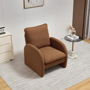 Modern Sherpa Upholstered Accent Chair, Comfortable Living Room Armchair, Lounge Chair For Bedroom, 