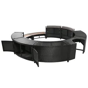 Spa Surround Spa Frame Patio Rattan Sofa Set With Storage Spaces, Mini Sofa And Comfortable Cushion 