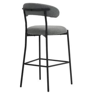 26\'\' Counter Height Bar Stools Teddy Fabric Cover Kitchen Island Counter Bar Stool With Black Powd