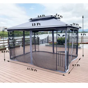 Outdoor Patio Gazebo Canopy Tent With Ventilated Double Roof And Mosquito Net (Detachable Mesh Scree