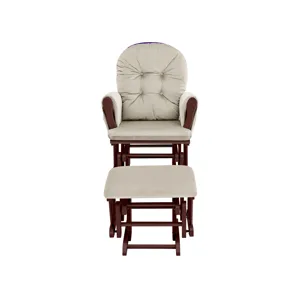 Mason - Glider And Ottoman Espresso Wood - Beige Fabric