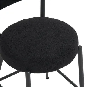 Modern Teddy Fabric Upholstered Bar Stools (Set of 2)- Black