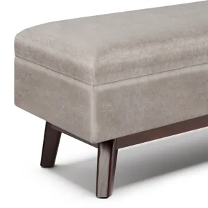 Owen - Rectangular Storage Ottoman - Distressed Grey Taupe
