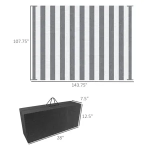 Outsunny - Reversible Outdoor Rug, 9\' x 12\' Waterproof Plastic Straw Floor Mat, Portable Rv Campin