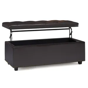 Hamilton - Lift Top Rectangular Storage Ottoman - Tanners Brown