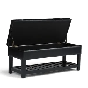 Saxon - Storage Ottoman Bench - Midnight Black