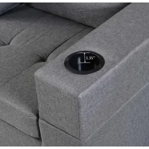 Sectional Sofa Set For Living Room With L Shape Chaise Lounge, Cup Holder And Left Or Right Hand Cha