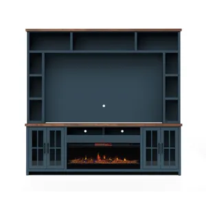 Nantucket - 97" Fireplace TV Stand - Blue Denim / Whiskey